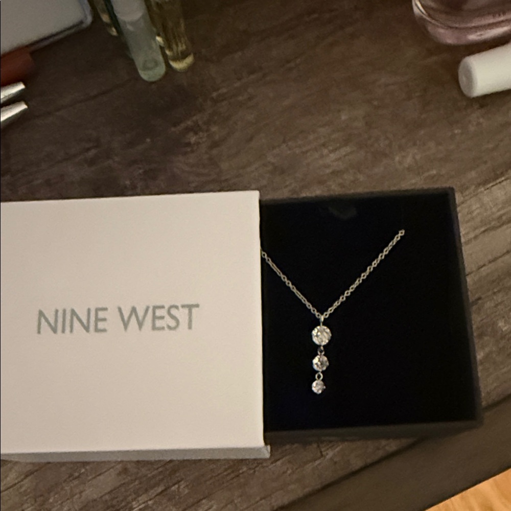 Nine West Silver Necklace with Dazzling Pendants